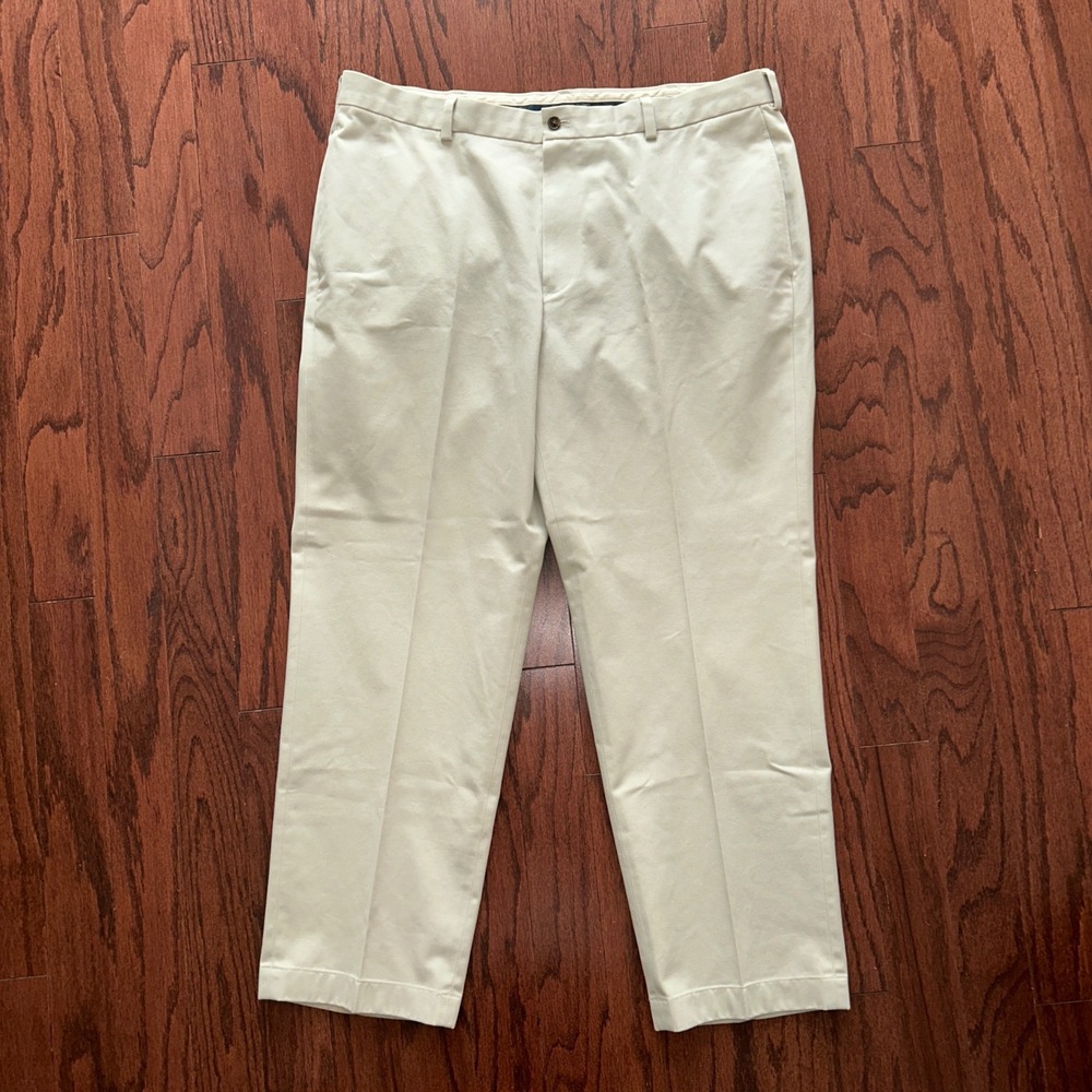 Brooks Brothers Advantage Chino Clark Fit Mens 40x30 Cream 100% Cotton Pants